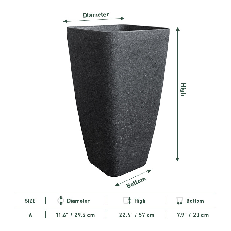 Wholesale outdoor indoor garden decor plastic square large plant pot tall angled planters