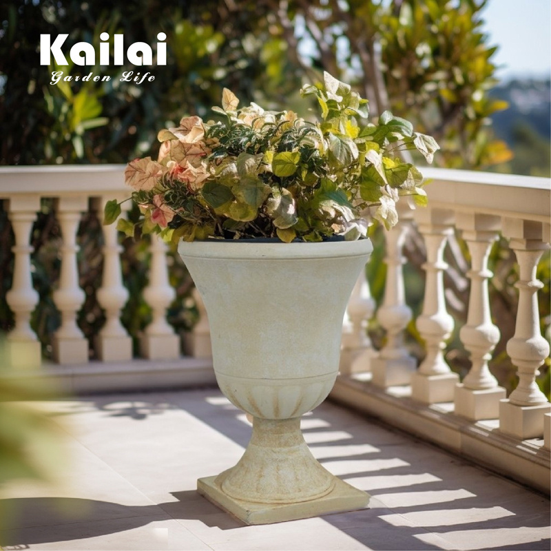 Kailai outdoor decor roman style garden pedestal antique plastic urn flower planter pots for plants