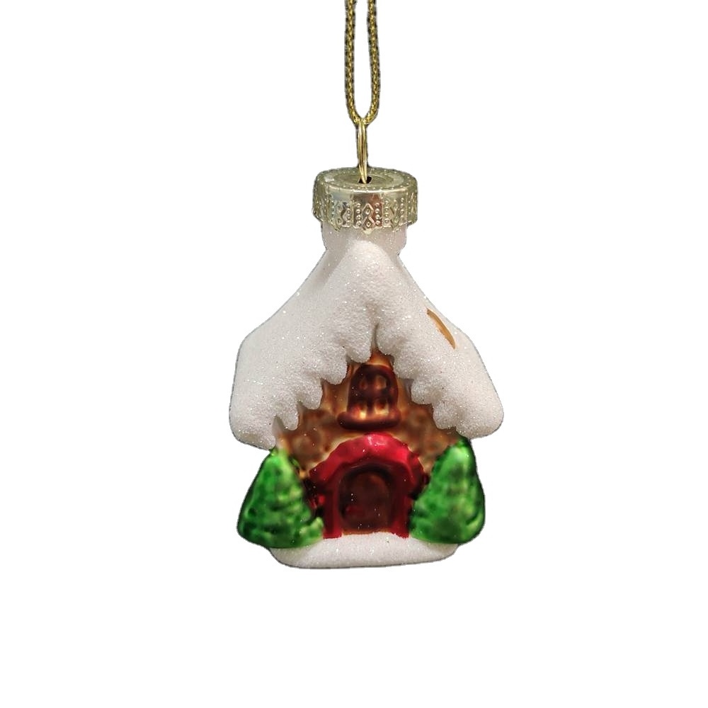 Custom snow covered house glass Christmas decorations eco-friendly