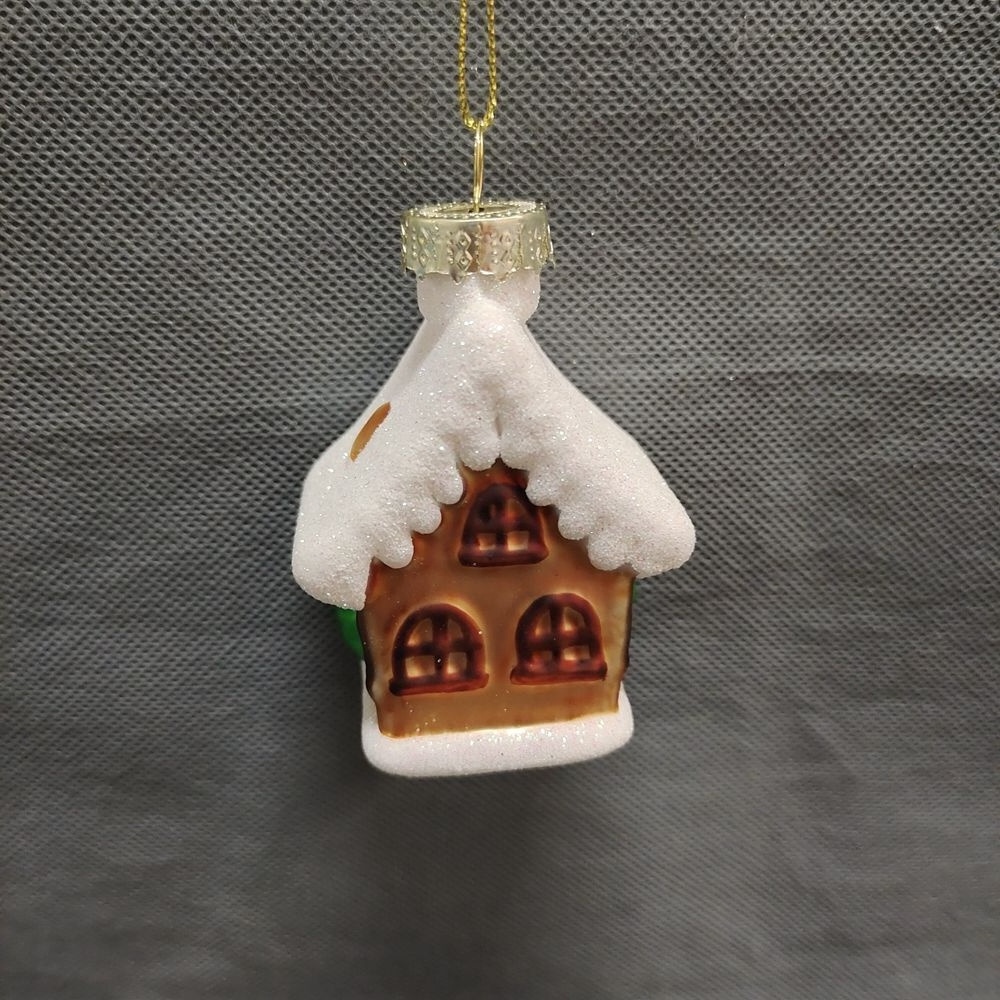 Custom snow covered house glass Christmas decorations eco-friendly