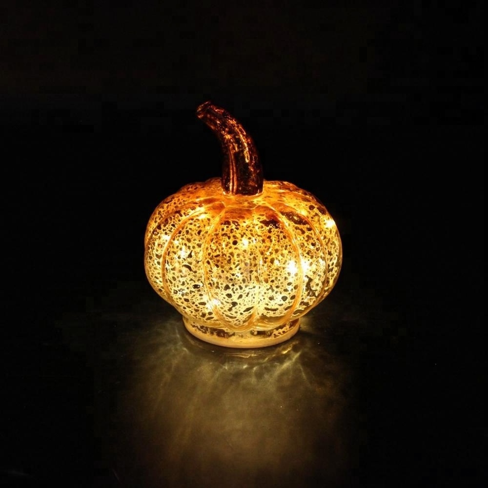 Popular Halloween lanterns decorated LED lights hanging Wishing glass bottles pumpkin shaped LED lights hanging balls