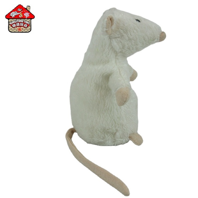 Baby white plush mouse toy stuffed realistic animal toy little rat for Kids' gift