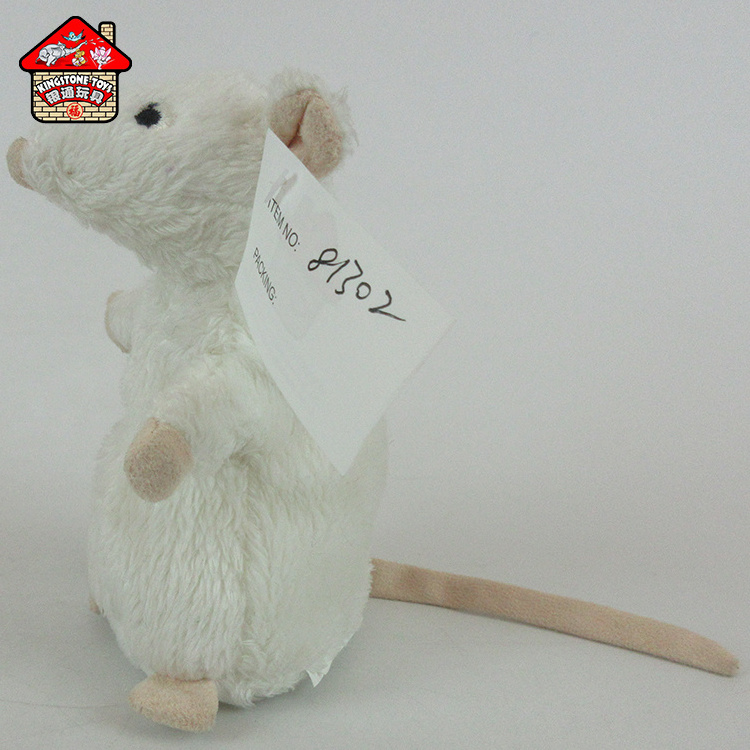 Baby white plush mouse toy stuffed realistic animal toy little rat for Kids' gift