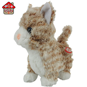 Walking animal toy soft stuffed cat sound and musical cat baby toy