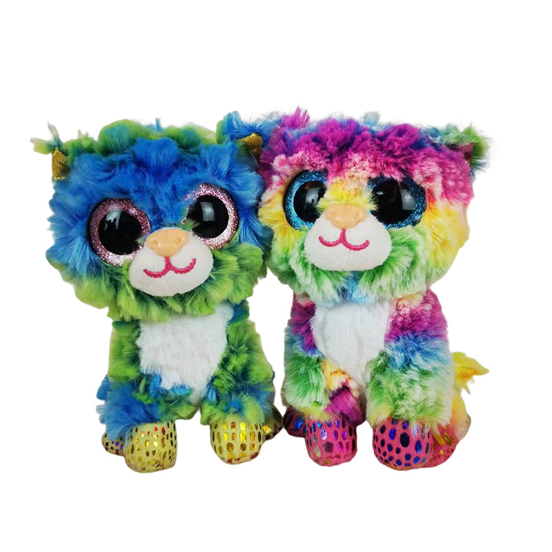 Colourful stuffed plush cat toys soft baby toy cats with big eyes for home decoration