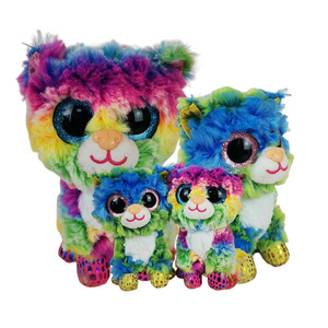 Colourful stuffed plush cat toys soft baby toy cats with big eyes for home decoration