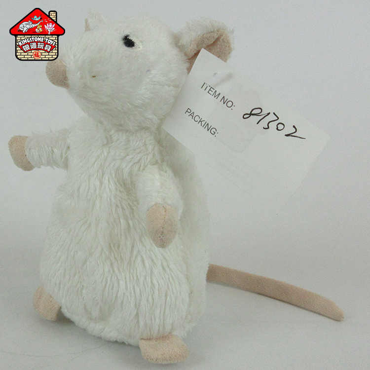 Baby white plush mouse toy stuffed realistic animal toy little rat for Kids' gift