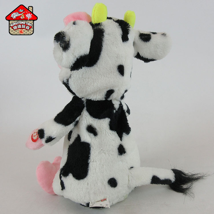 Electronic movement plush toy pig with cow coat soft toy pig dancing and singing