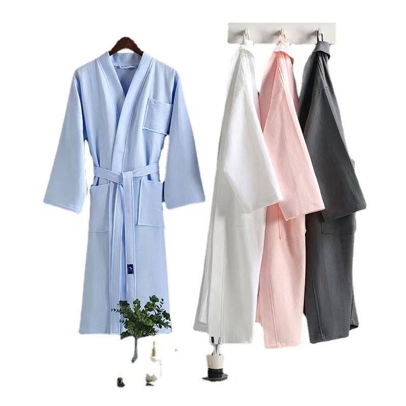 Luxury Hotel logo Spa Bath Robe Waffle Weave Bathrobe