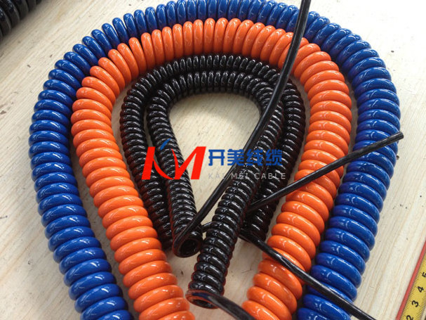 Customized 4*0.75 high elasticity coiled cable power spring wire spiral cable