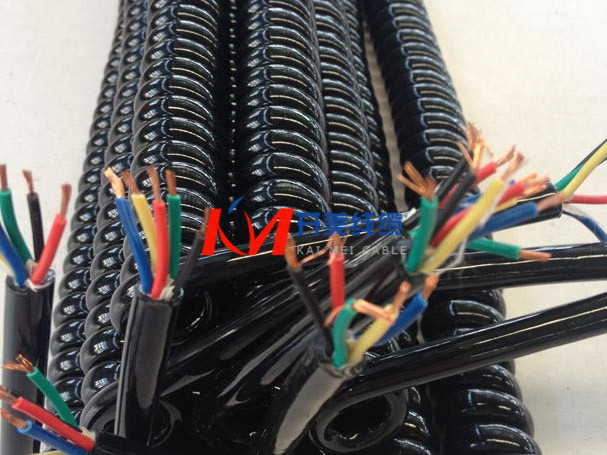 Customized 4*0.75 high elasticity coiled cable power spring wire spiral cable