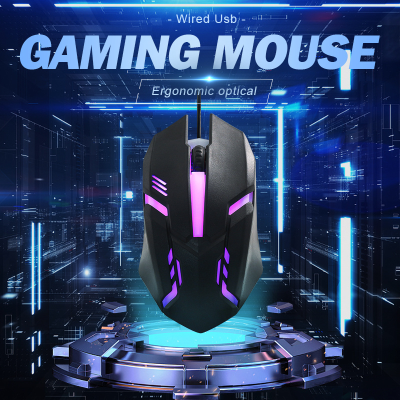 Popular 7 Colors Breathing Light LED Gaming Mouse Wired USB Optical 1 Dollar Mouse for Computer