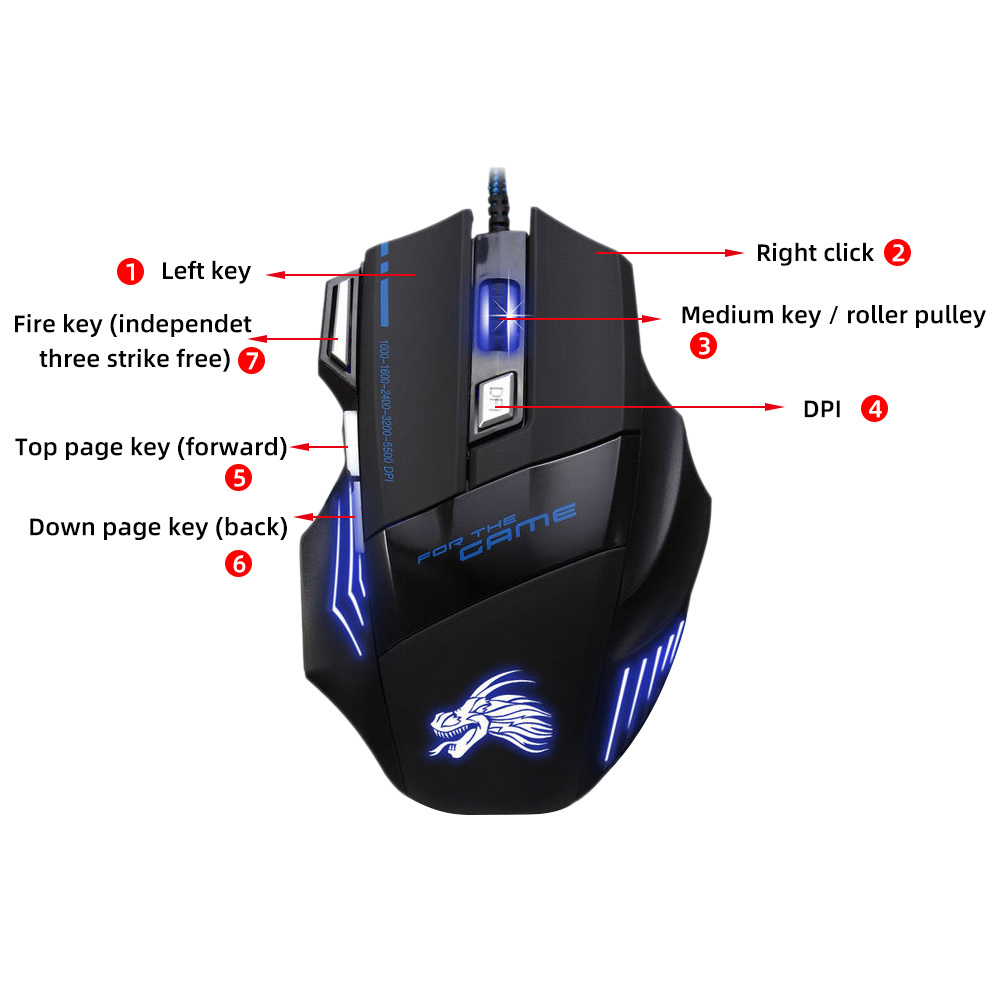 New High Performance Wired Computer LED USB Mouse 7 Bright Colors Showing in Turns RGB Gaming 1 Dollar Mouse USB