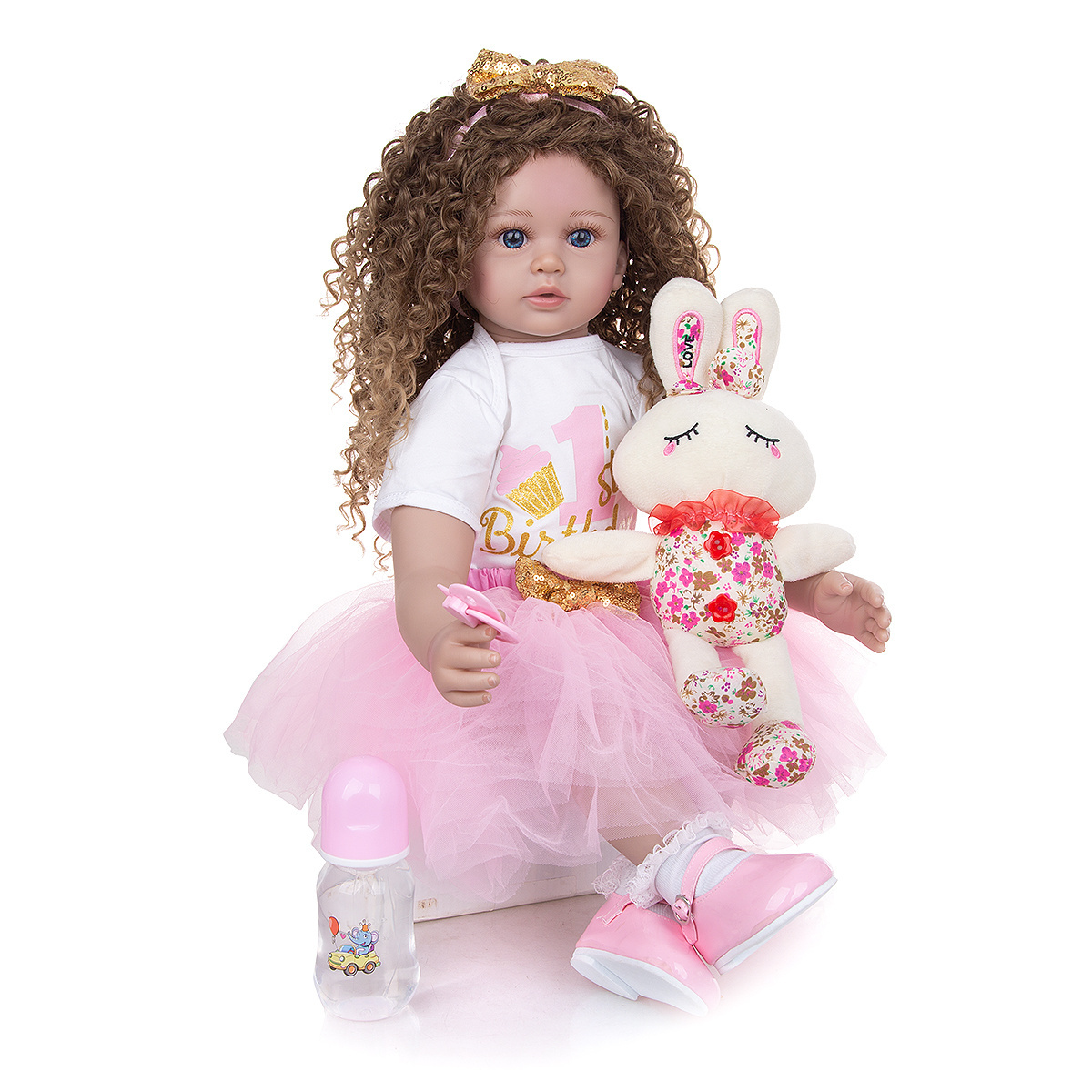 New arrival 60 cm reborn doll long hair lifelike soft silicone reborn baby doll