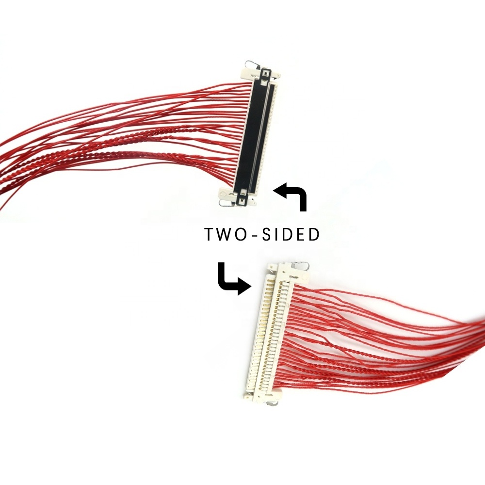 Custom compact 0.4mm Pitch 30pin Red Mini Coax LVDS Cable 30pin ribbon wire terminal cable assembly Applied for led