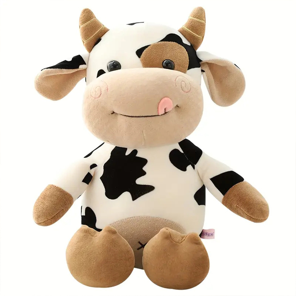 30cm/11.81in Cuddly Sitting Soft & Snuggly Silly Cow Plush Toy for Children's Birthday Gift Cattle Home Decoration Easter