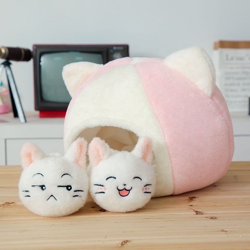 2022 New Custom Plush Kitty Cat Carrier and Nest With 10pcs Plush dolls Soft Stuffed Animal Toy