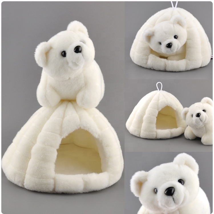 Stuffed Animals Polar  teddy Bear Two-Piece Polar Bear And Snow Cave Custom Soft plush toys