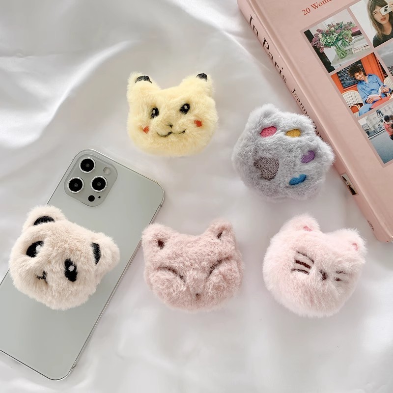 customized cute plush Phone Holder Griptok Support For Smartphone Grip Tok Portable Phone Finger Stand Folding Mobile Holder