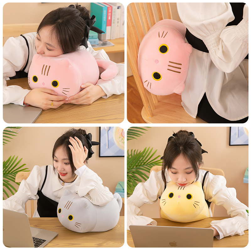 Stock Hot selling Cat pillow plush doll cute cat can add LOGO dolls can be customized plush toys pillow.