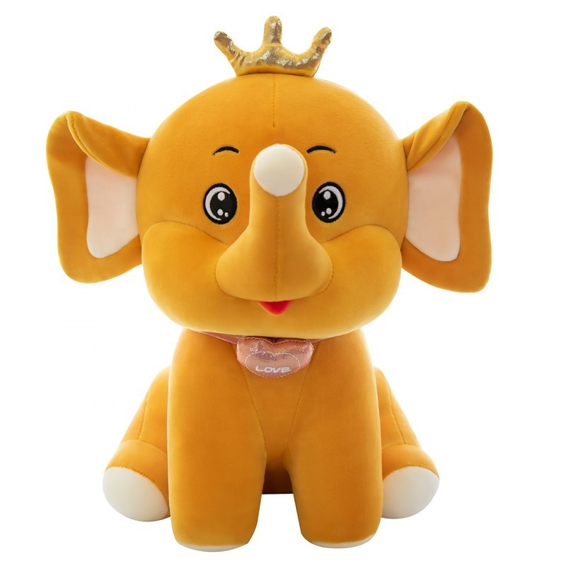 Hot sale customizable Wholesale Polyester Elephant Plush Toy Free Shipping Stuffed Animals With Crowns soft toys