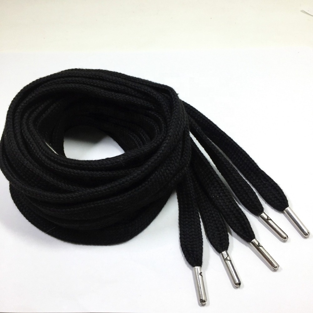 Factory produce flat piping cotton draw cord with metal tips for hoodie