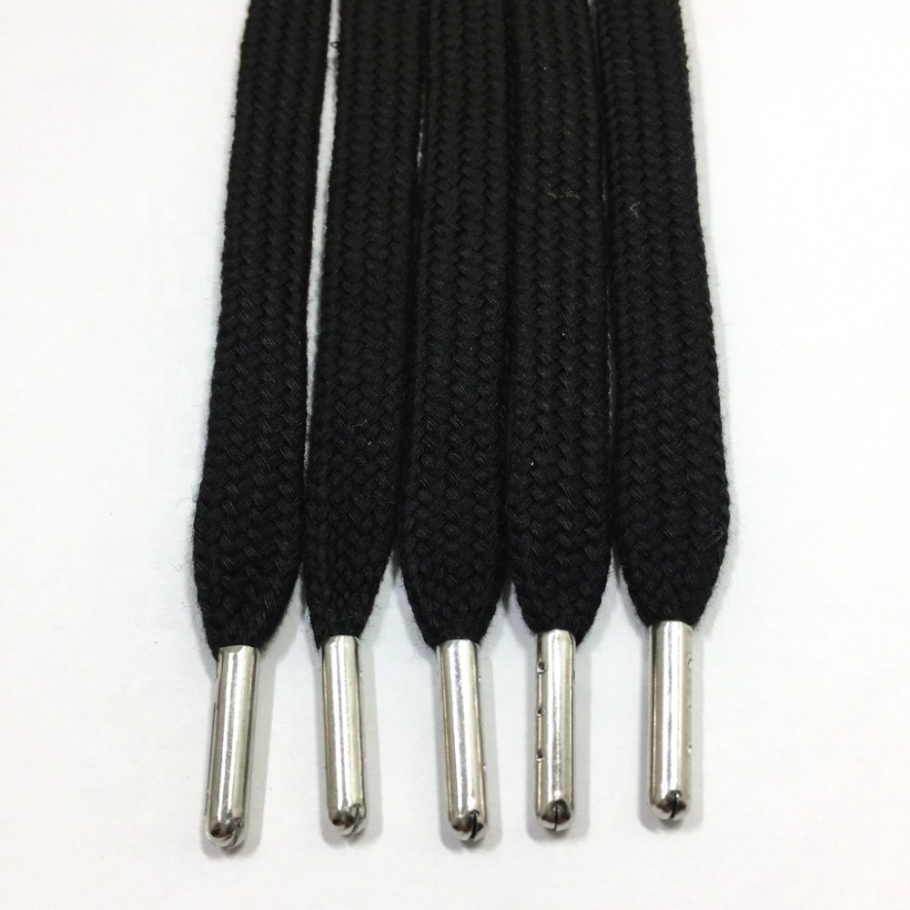 Factory produce flat piping cotton draw cord with metal tips for hoodie