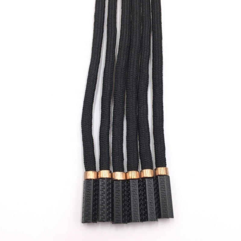 Customize tips polyester braided printed flat draw cord