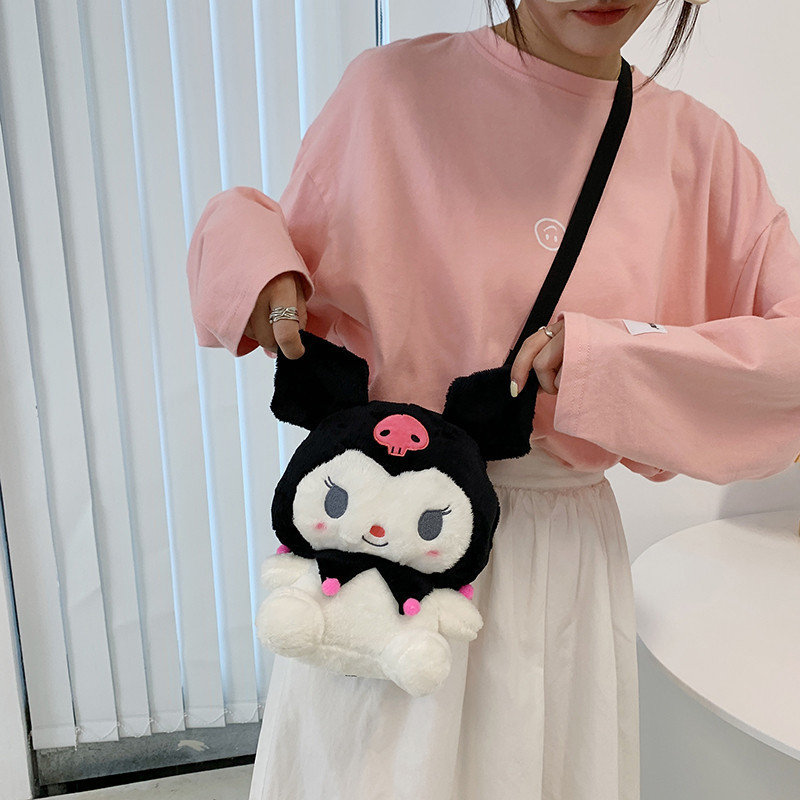 Cartoon Soft Toys My Bag Melody Kuromi Adjustable Anime Plush Backpack For Girl