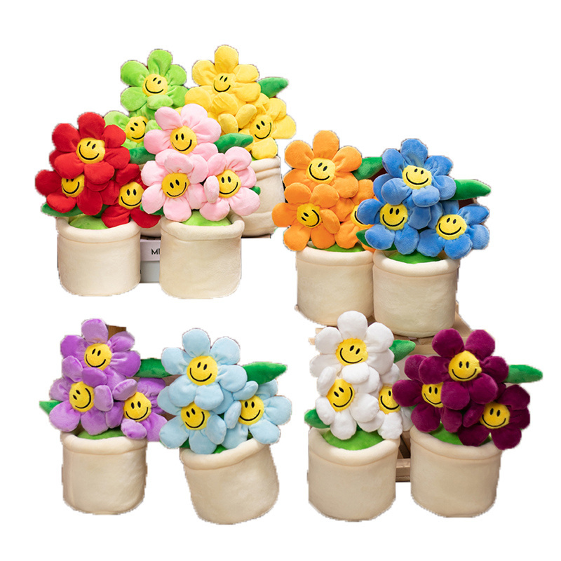 Cute Custom Sun Flowers Plush Toys Flowers Potted Plants Stuffed Animals Toys Home Decoration