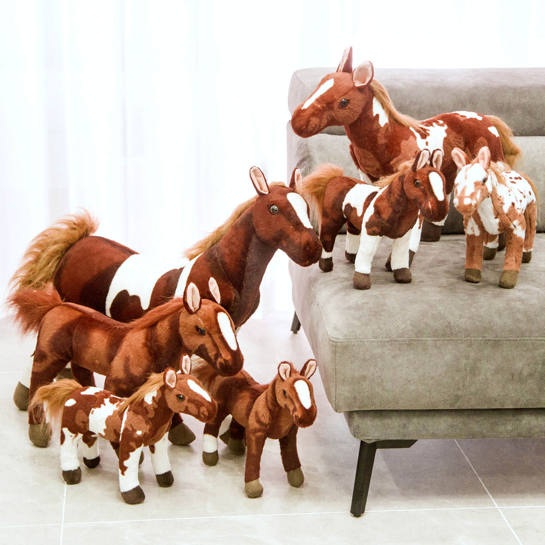 2021 factory wholesales vivid realistic wild stand stuffed horse plush doll animal toy home decoration children gift