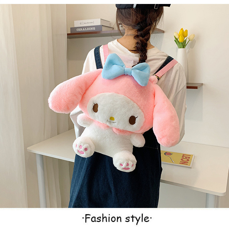 Cartoon Soft Toys My Bag Melody Kuromi Adjustable Anime Plush Backpack For Girl