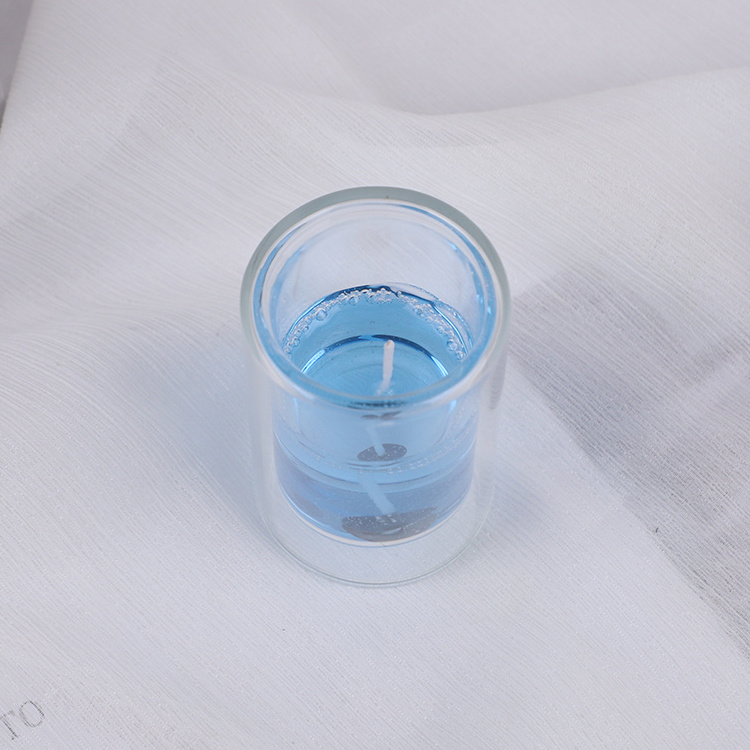 Custom Hand Blown Colored Double Wall Glass Jars And Cups for Candle Making Glass Heat Proof Double Layer Candle Holder