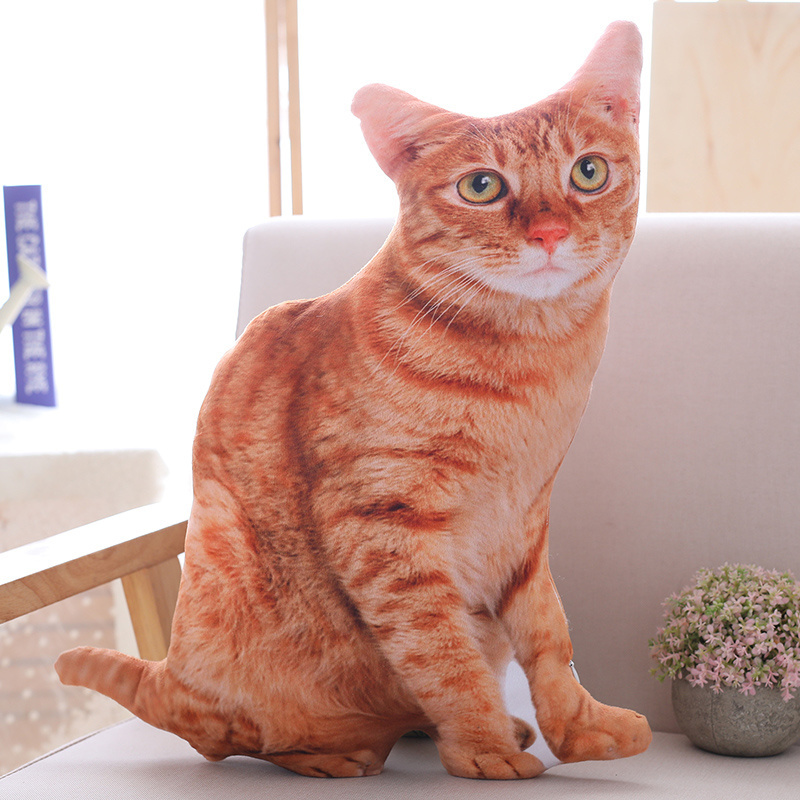 Wholesale 3d Cat Pillow Lifelike Plush Cat Shaped Pillow