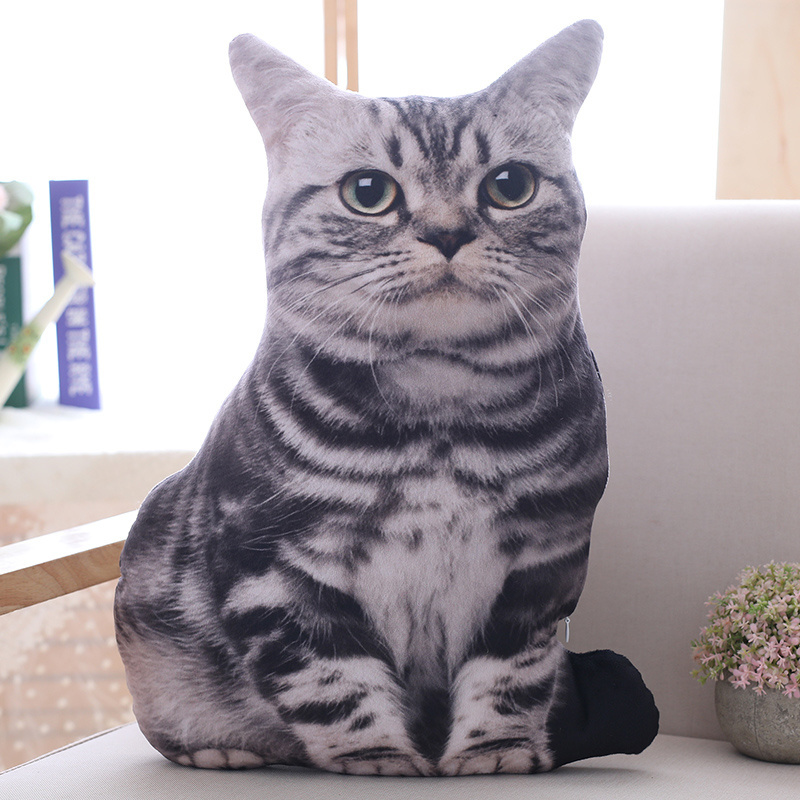 Wholesale 3d Cat Pillow Lifelike Plush Cat Shaped Pillow