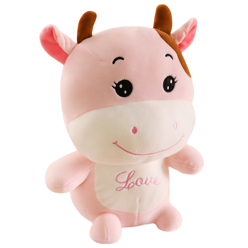 dancing soft short plush pink cow toy