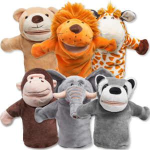 Soft Stuffed Toy Doll Animal Plush Doll Educational Baby Toys Lion Elephant Monkey Giraffe Tiger Bunny Hand Puppets