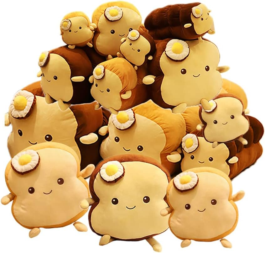 Cute Toast Plush Toy Creative Food Stuffed Plush Pillow Egg Head Decor Cavai Children's Room Decoration Toy