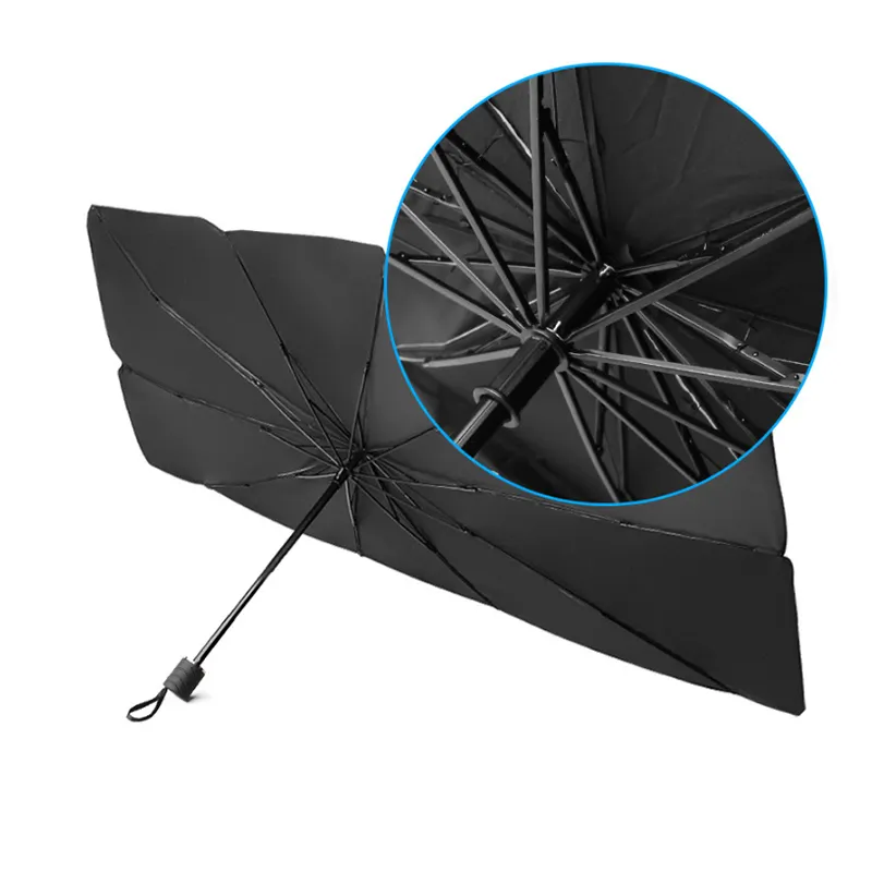 Wholesale Custom Logo 125cm 140cm UV Protection Sun Shade Interior Windshield Portable Car Foldable Sunshades Umbrella