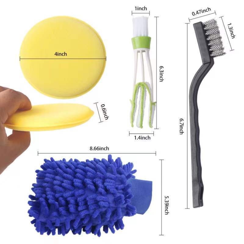 Interior and Exterior equipment Car Wash Cleaning Tool Kit 18 car details Clean waterproof gloves Tire clearance