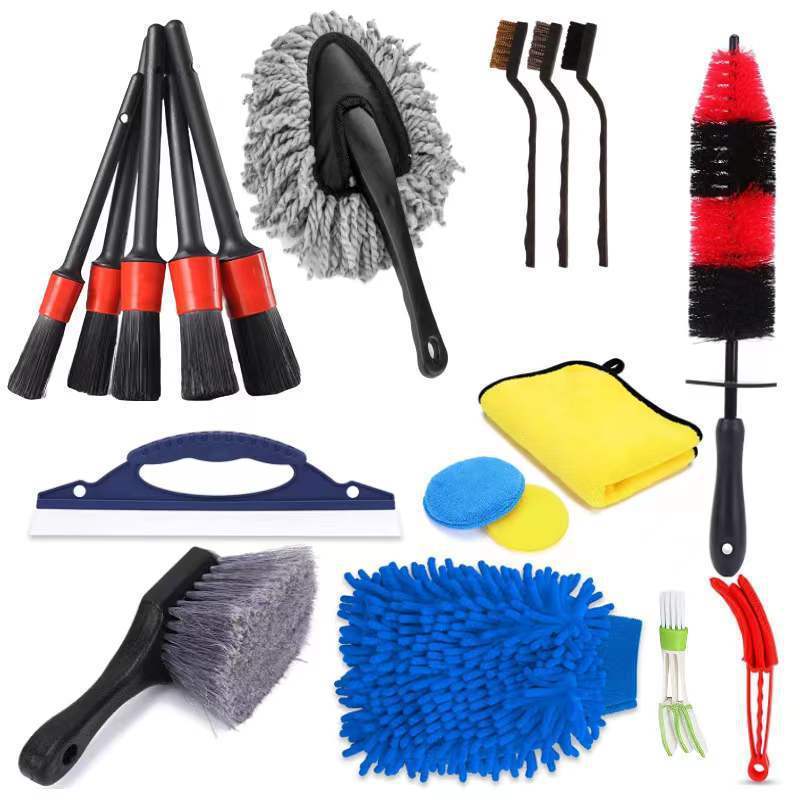 Interior and Exterior equipment Car Wash Cleaning Tool Kit 18 car details Clean waterproof gloves Tire clearance