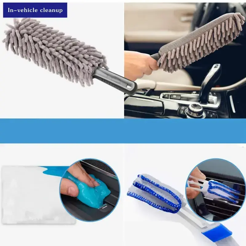 Car Wash Cleaning Tool Set With Bag Blue Microfiber 13PCS Gloves Towel  Sponge Car Care Kit Wheel Brush Car Beauty Cleaning Kit