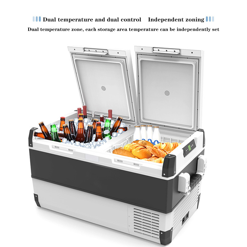 75L Portable Double Zone Cooler Fridge Freezer 12V Car Refrigerator Car Fridge With Powerful Compressor For Truck RV Camping