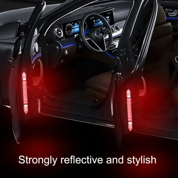 Car Door Night Reflective Rim Tape Warning Stickers  Red Blue Yellow  4 Pcs Caution  Door Stickers  Car Body Reflective Strip