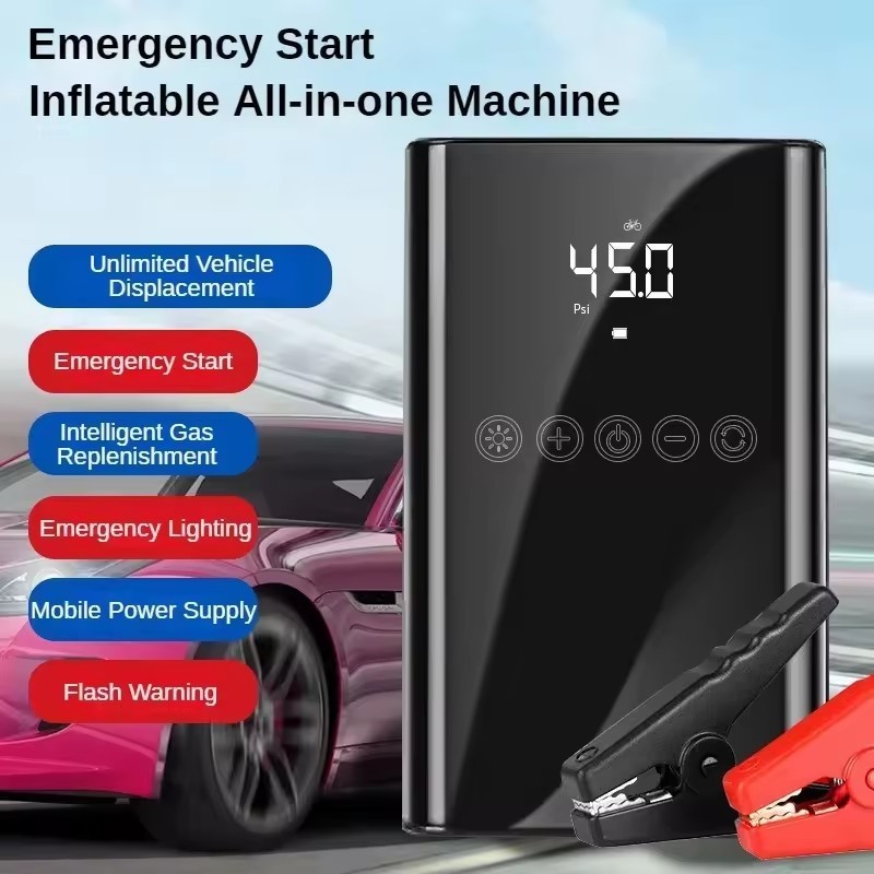 Car Jump Starter Air Pump With Emergency Lighting Portable Air Compressor 6000mAh Battery Starters Starting Auto Tyre Inflator