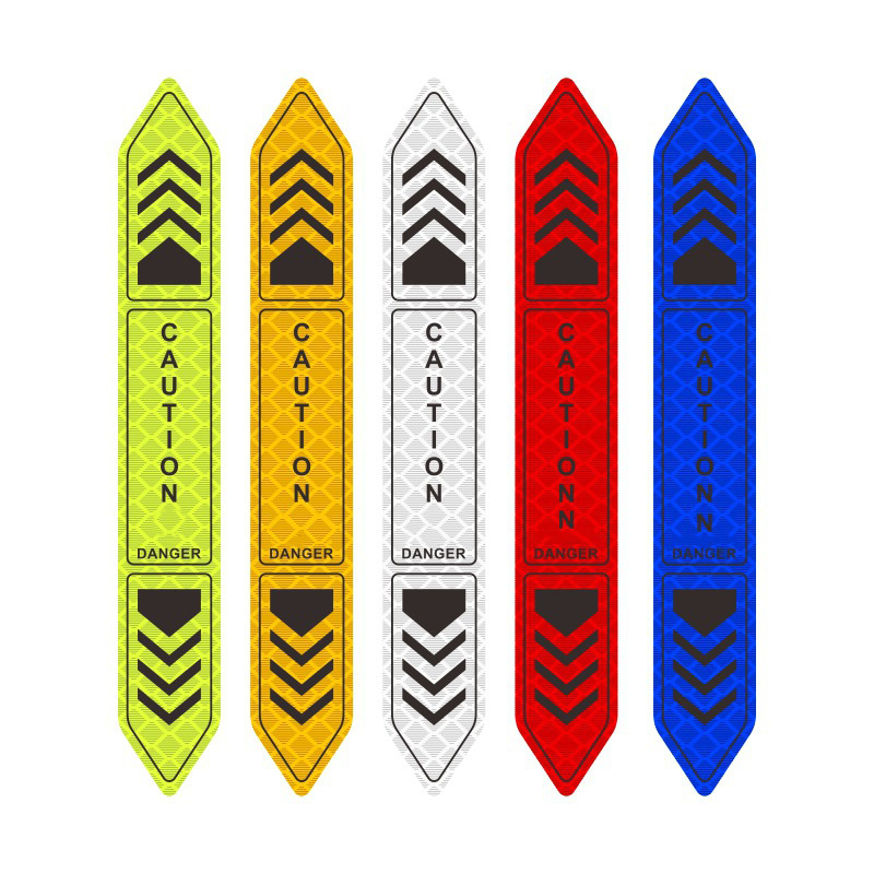 Car Door Night Reflective Rim Tape Warning Stickers  Red Blue Yellow  4 Pcs Caution  Door Stickers  Car Body Reflective Strip