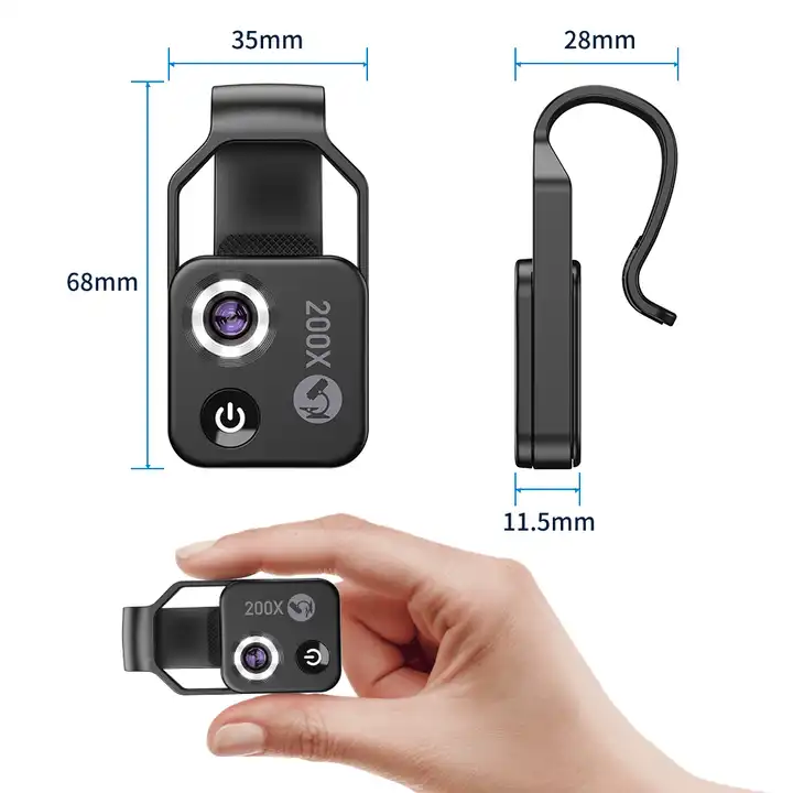 Factory Pocket Zoom LED Magnifier Clip-On Mobile Phone Microscope Macro Lens for Jewelry Insects Outdoor Micro Observation