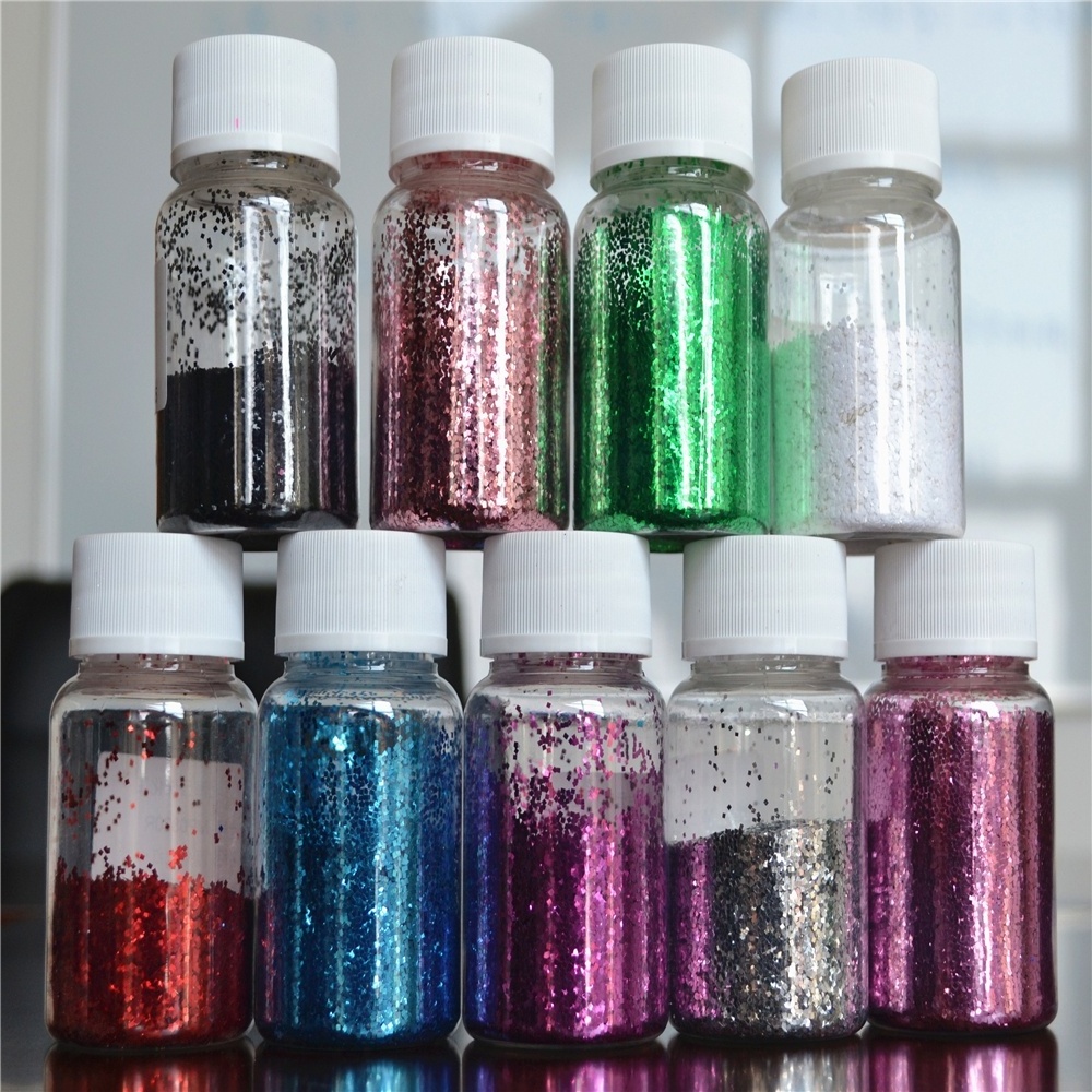 Wholesale glitter powder manufacturer silver metal holographic flake PET pigment