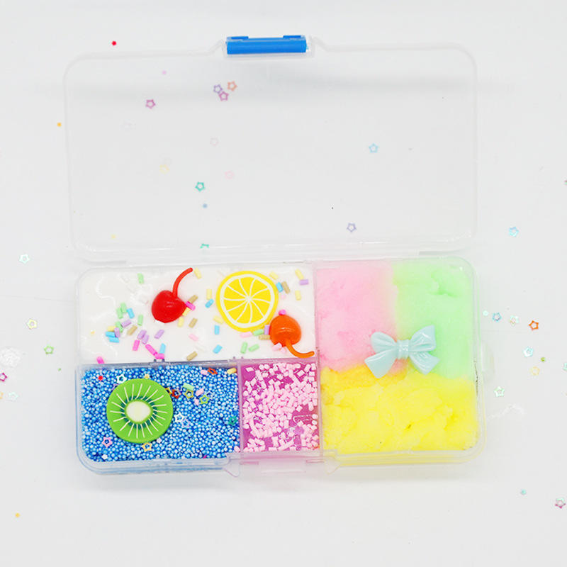 Colorful slime kit set slices charms candy fruit foam shape diy slime beads snow fluffy slime