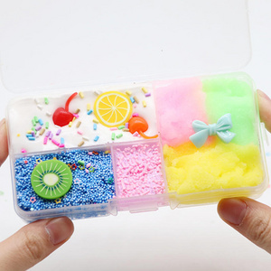 Colorful slime kit set slices charms candy fruit foam shape diy slime beads snow fluffy slime